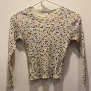 Zara Kids Ribbed Top with Floral Accents